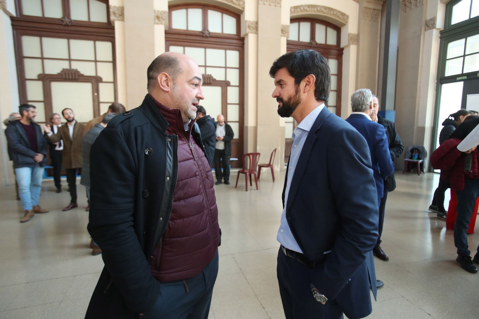 Jordi Merino, president de la FEEC i Gerard Esteva, president UFEC, en un moment de la jornada. 