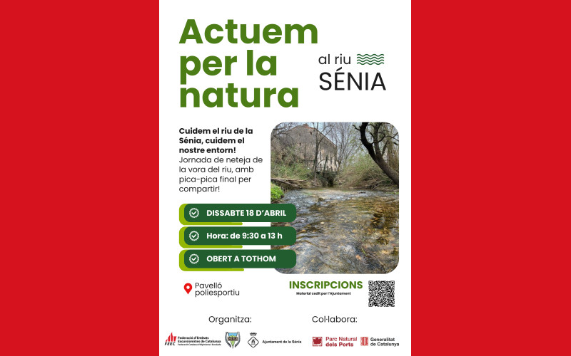 cartell de la recollida de brossa amb una foto del riu Sénia